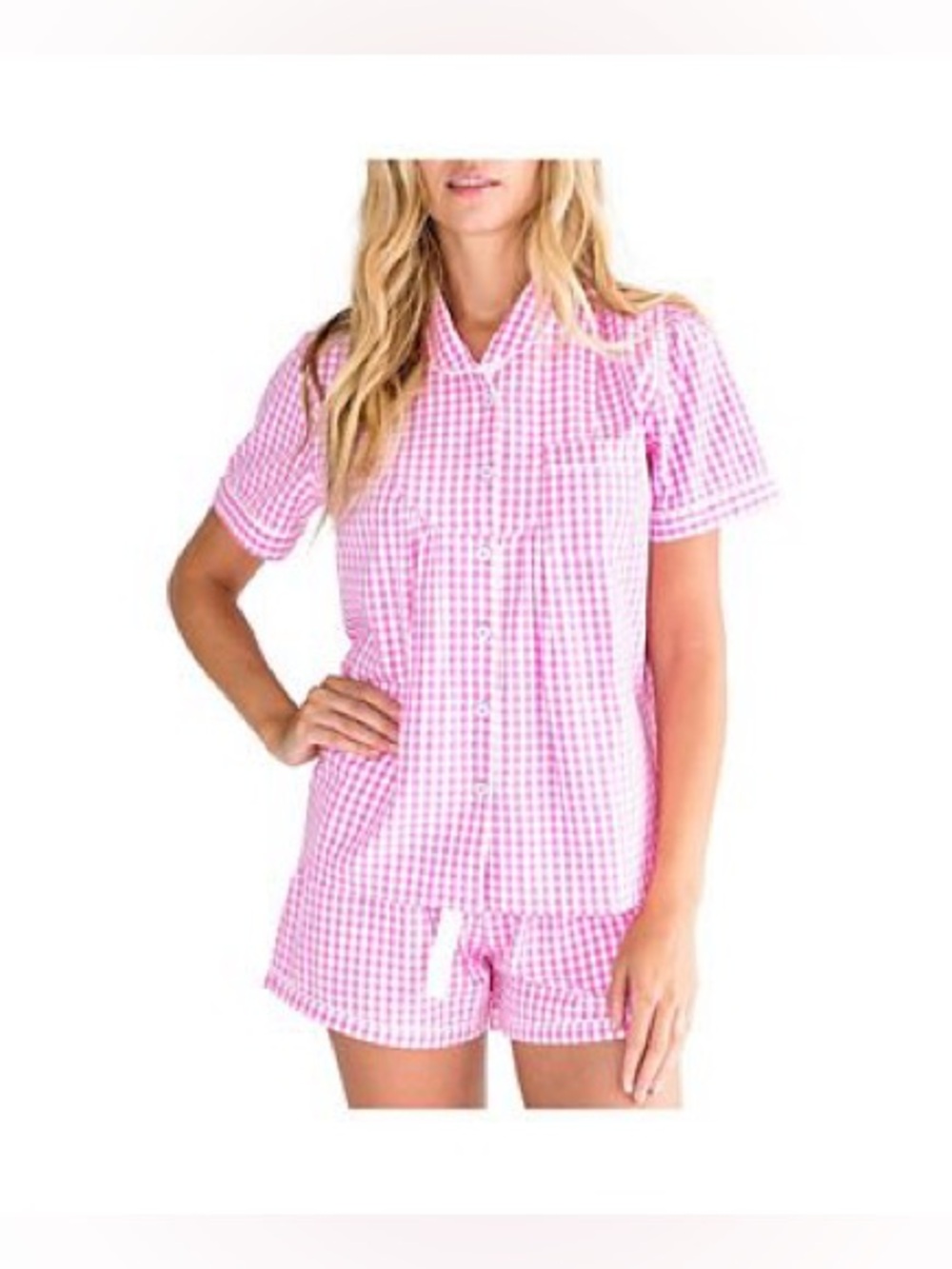 J.Crew pink gingham short-sleeve pajama set  Sz S/M